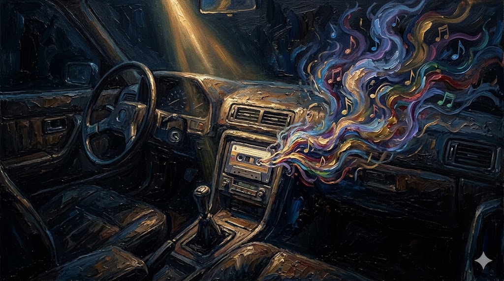 車内のカセットデッキ